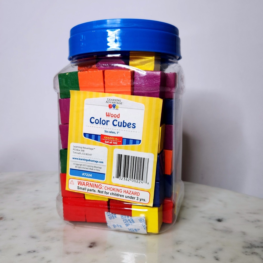 Learning Advantage Sort Count Wood Color Cubes STEM Math Educational Toy Set 102
